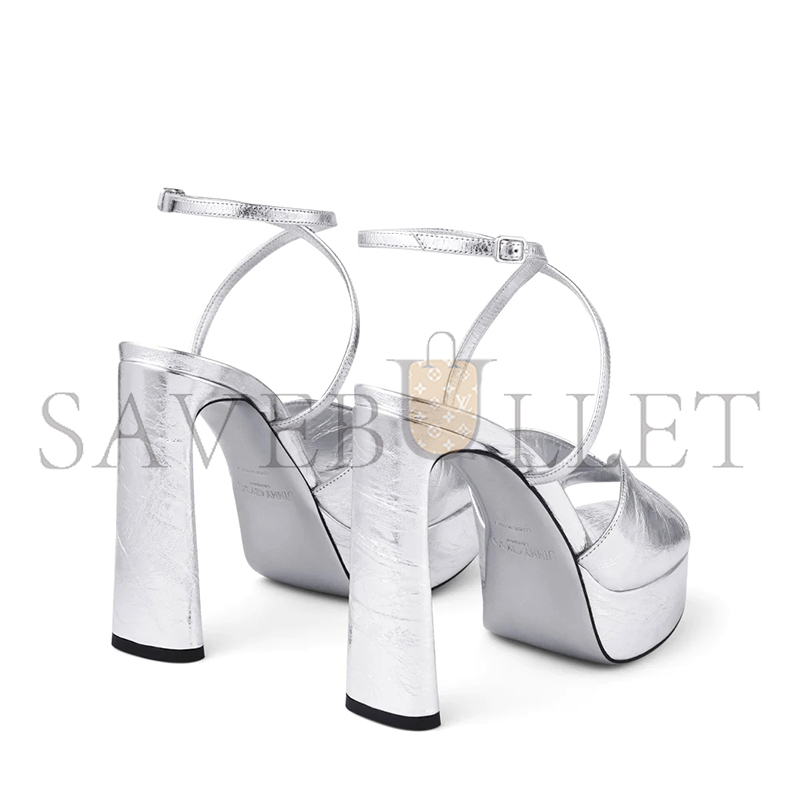 Ji*y Ch* karli platform 125 silver metallic leather platform sandals karlipf125byk